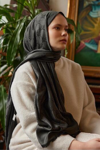 Şalland Wool Cashmere Shawl Black