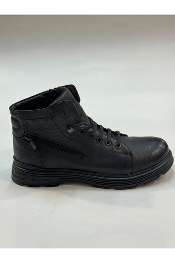 Greyybull Shoes Ανδρικές χειμερινές μπότες από γνήσιο δέρμα μαύρο με διπλό φερμουάρ