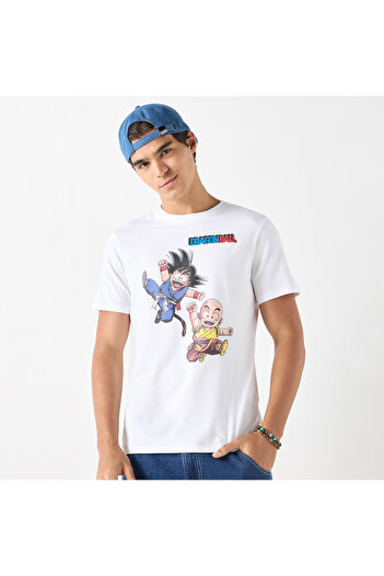 SP Characters Dragon Ball Z Print Crew Neck T-shirt with Short Sleeves