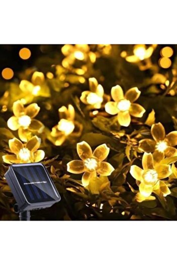 Örgün Aydınlatma Dekoratif Çiçek Desenli Güneş Enerjili 30 Ledli Bahçe/Balkon/Çardak Aydınlatması