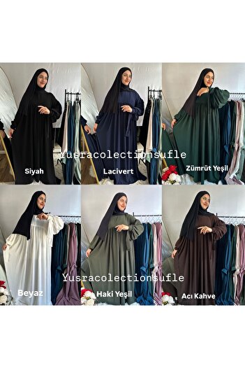 yusracollectionn Μακρύ φόρεμα Hijab με κορδόνι με φερμουάρ γιακά