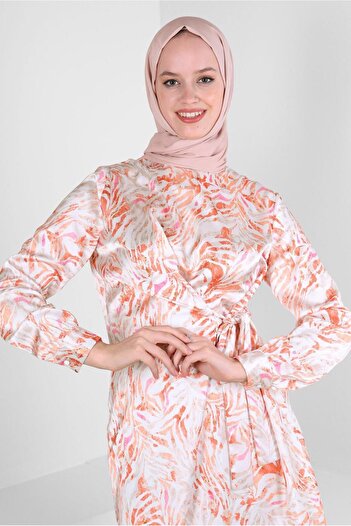 Alvina PATTERNED BINDING DETAIL SATIN TUNIC 43642