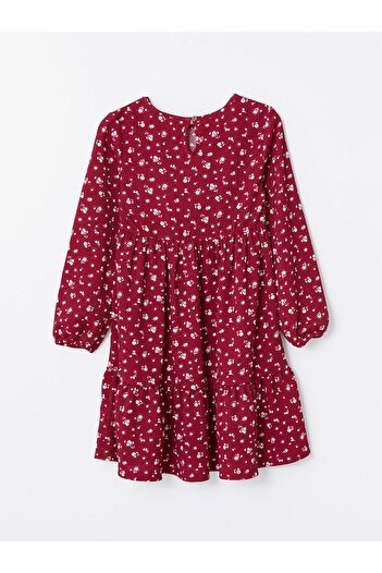 LC Waikiki LCW Kids Baskılı Bisiklet Yaka Çiçekli Kız Çocuk Elbise