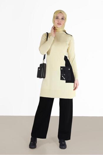 Alvina WRITING PRINTED POCKET DETAILED KNITWEAR TUNIC 42034