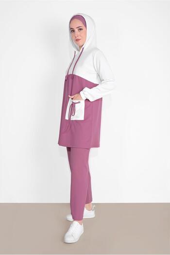 TRENDTESETTÜR Women's Cream (CREAM-ROSE) Pocket Detailed Tracksuit 1116