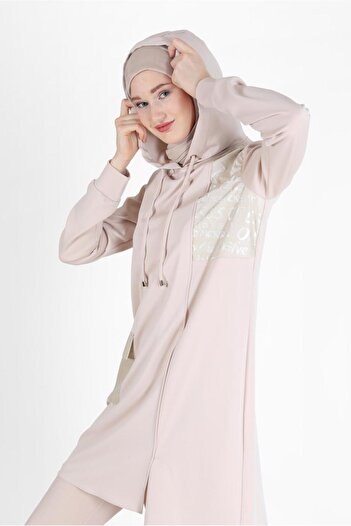 Alvina تونيك بغطاء للرأس مطبوع عليه نص 42276