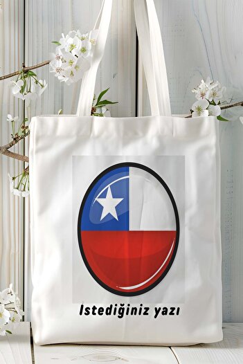 ART HEDİYE Chile Flag Printed Cloth Bag Shoulder Bag Model