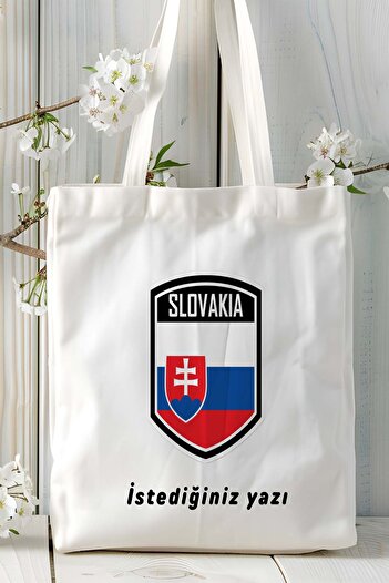 ART HEDİYE Slovakia Flag Printed Cloth Bag Shoulder Bag Model
