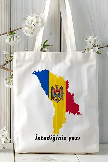 ART HEDİYE Moldova Flag Printed Cloth Bag Shoulder Bag Model