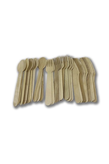Home Disposable Wooden Natural Wooden Spoon, Fork, Knife Set Natural 1000 Pieces