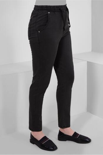 TRENDTESETTÜR Women's Gray (SMOKED) Drawstring Waist Skinny Leg Trousers T 6405