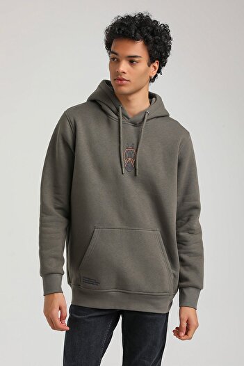 NEW WORLD POLO Hooded Khaki Slim Fit Hoodie 23FWM64046