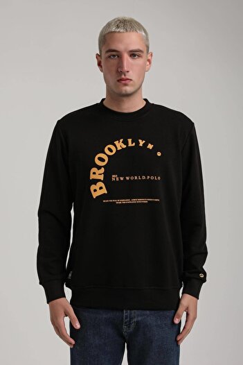 NEW WORLD POLO Crew Neck Black Slim Fit Sweatshirt 24Fwm60172