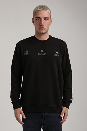NEW WORLD POLO Crew Neck Black Slim Fit Sweatshirt 24Fwm60188