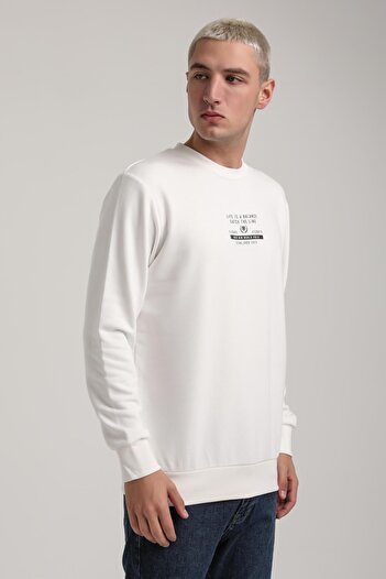NEW WORLD POLO Crew Neck Ecru Slim Fit Sweatshirt 24Fwm60185