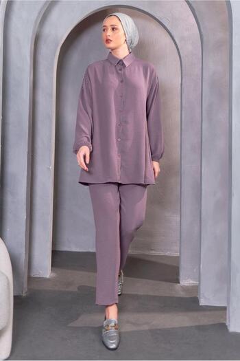 TRENDTESETTÜR KADIN PEMBE (G.KURUSU) BONCUK DETAYLI PANTOLONLU TAKIM T 4093