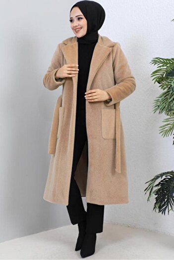 TRENDTESETTÜR Women's Brown Belted Fur Coat - t 9601