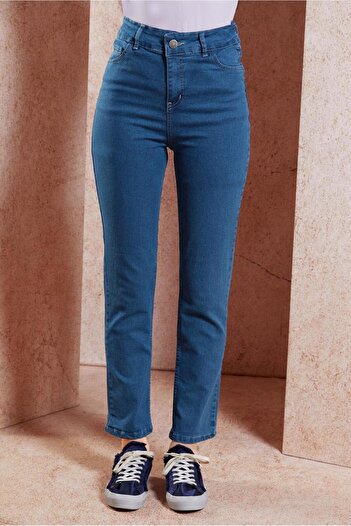 TRENDTESETTÜR Navy Blue Cotton Women's Jeans - T 2505