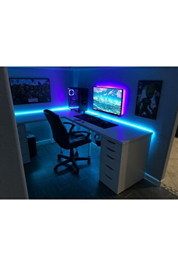 Voxify Bilgisayar Masası RGB Aydınlatma Sistemi Oyuncu Masası Kumandalı Led Aydınlatma