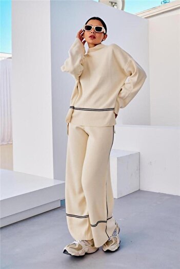 Fashion Friends 24K0124K1 Women's Side Stripe Knitwear Set
