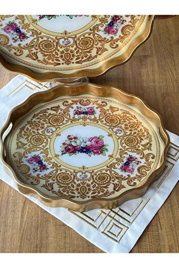 ROSSEV Fruta 2'li Ahşap Oval Tepsi