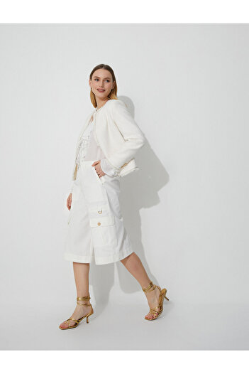 Koton Bermuda Shorts with Cargo Pocket Cotton Gold Button