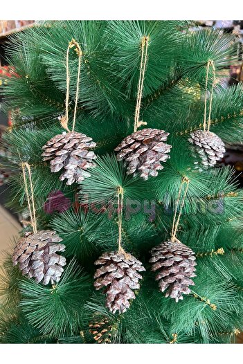 Happyland Christmas Tree Ornament Silver Gilded Cone Ornament 6cm 6 Pieces Cone Ornament Large Size