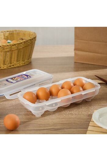Lock & Lock Plastic Egg Container And Refrigerator Organizer With Plastic Lid For 10 Eggs | 6 PC