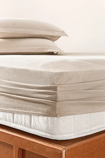 Puffy Beige Color Feel Combed Cotton Elastic Sheet