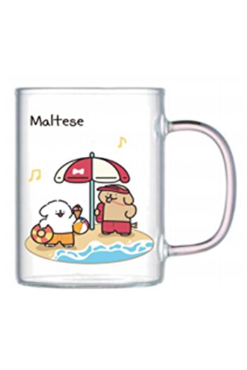 Miniso Maltese Lisanslı Borosilikat Cam Bardak (420ml) - Pembe