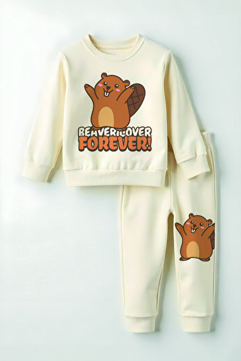 MYADA Premium Happy Beaver Printed Bottom Top Kids Suit 22996