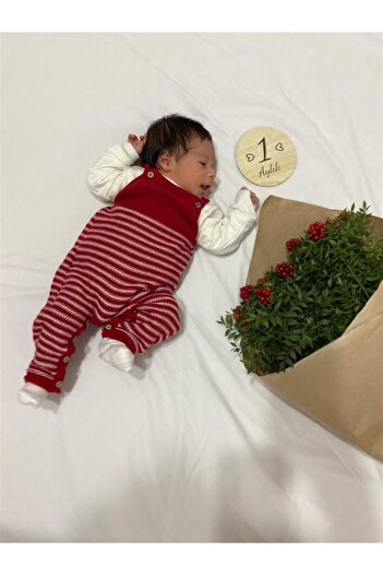 Minora Knitwear Baby Badied Strappy Salopet Red