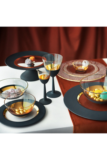 Decorium Vision Black 24 Carat Gold Gilt 20 cm Black - Gold Glass Bowl 9- 01070009