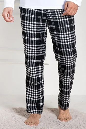 Mecit Pijama Ανδρικές πιτζάμες με χοντρό μονό πάτο Mecit 3026 Λευκό καρό