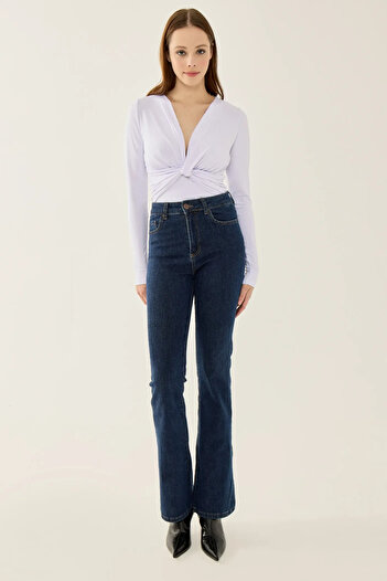 Hiccup V Yaka Uzun Kollu Slim Fit Bodysuit