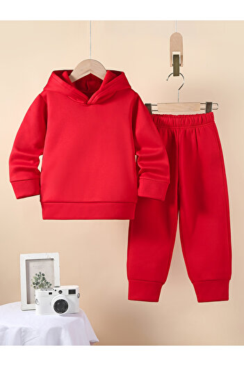 Let's Wear Unprinted Kids Plain Premium Compact Sweatshirt Tracksuit Set - 2 Piece Sport Set