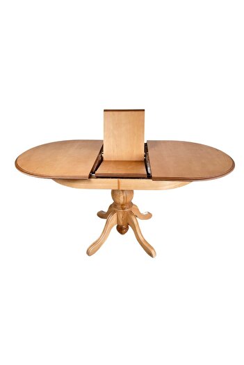 Woodenbend Ronya Natural Ahşap Döşemeli Oval Açılır Masa Sandalye Takımı 80x120-150 4 Sandalyeli