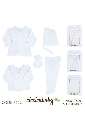 ciccimbaby Newborn 5 Piece Emergency Care Set - Hospital Release Cotton Clothing Set 0-1 Months