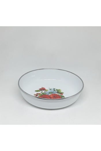 Avşar Enamel House 20 cm Decored Enamel Salade Plate Presentation Brown Plate