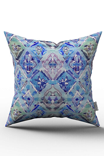 Cango Home Față de pernă cu două fețe, albastru, verde, cu modele abstracte etnice - Cgh259-ct