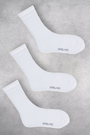 GRIMELANGE Isildur Men's Organic Cotton 3 Pack White Socks