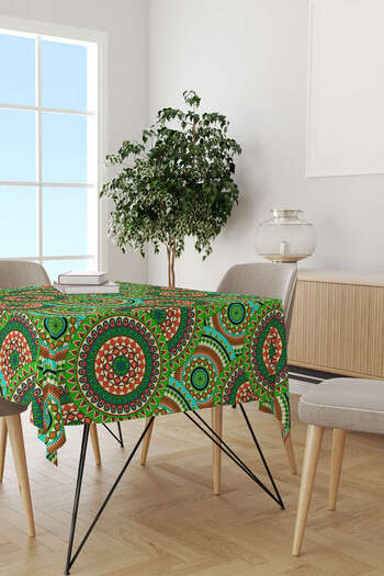 Cango Home Green Retro Vintage Patterned Digital Printed Tablecloth Otyk043-ms