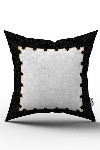 Cango Home Black and White Ramadan Themed Decorative Patterned Digital Printed Throw Pillow Cover CGH1310