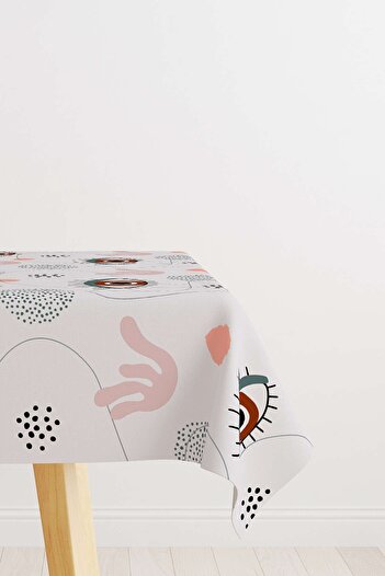 Cango Home Скатертина з сучасним візерунком у вигляді очей, сіро-рожева Cgh248-ms