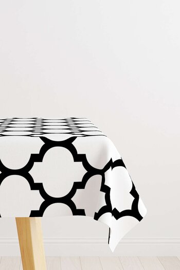 Cango Home White Black Modern Geometric Patterned Digital Printed Tablecloth Otyk551-ms