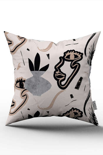 Cango Home Double Sided Black Cream Color Modern Silhouette Pattern Digital Printed Throw Pillow Cover Cgh1098