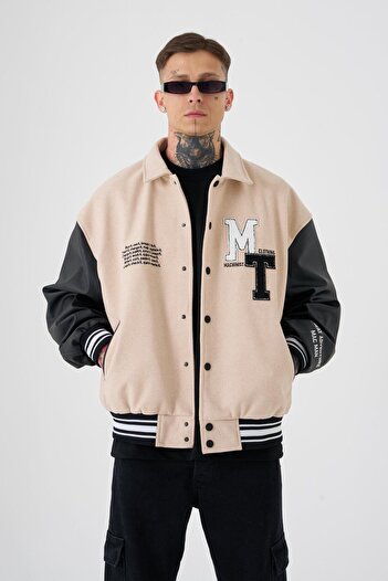 Machinist Men's Mt Oversize Beige Bomber Jacket