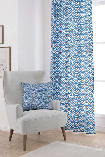 Cango Home Blue Red Ethnic Patterned Digital Printed Curtain Cgh252-pr