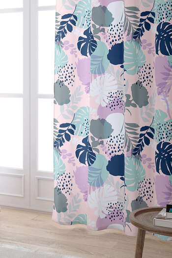 Cango Home Pink Blue Tropical Patterned Digital Printed Curtain Otyk788-pr
