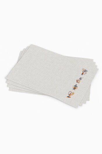 Cango Home Bohemian Style Gray Yellow Leaf Patterned Digital Printed Set of 4 - American Service 4kmbs104-as